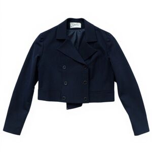 Vintage Cropped Black Blazer Tailored Jacket No Size Tag